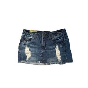 vintage y2k machine mirco mini jean blue denim skirt distressed cut off size 26